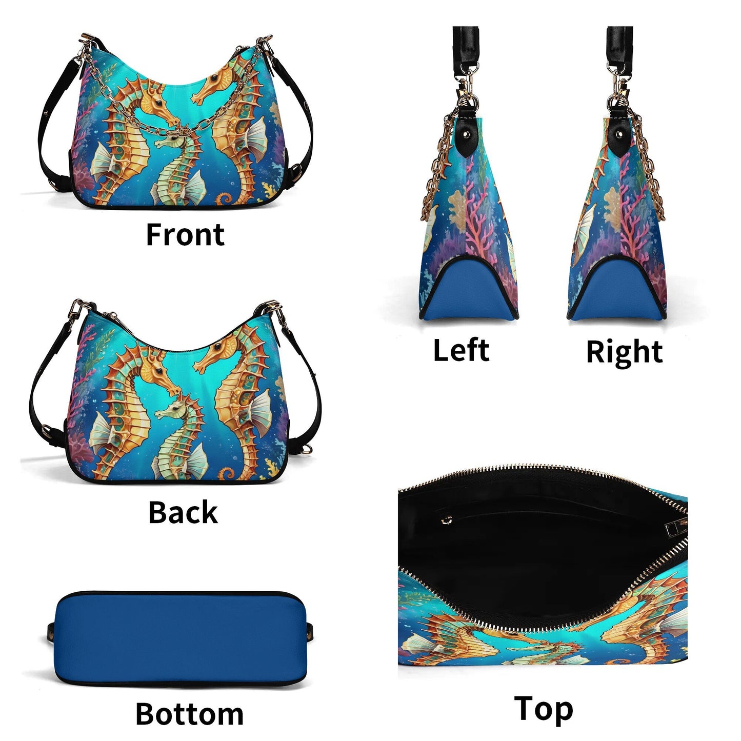 Seahorse seahorses Cross-body Bag With Chain Decoration