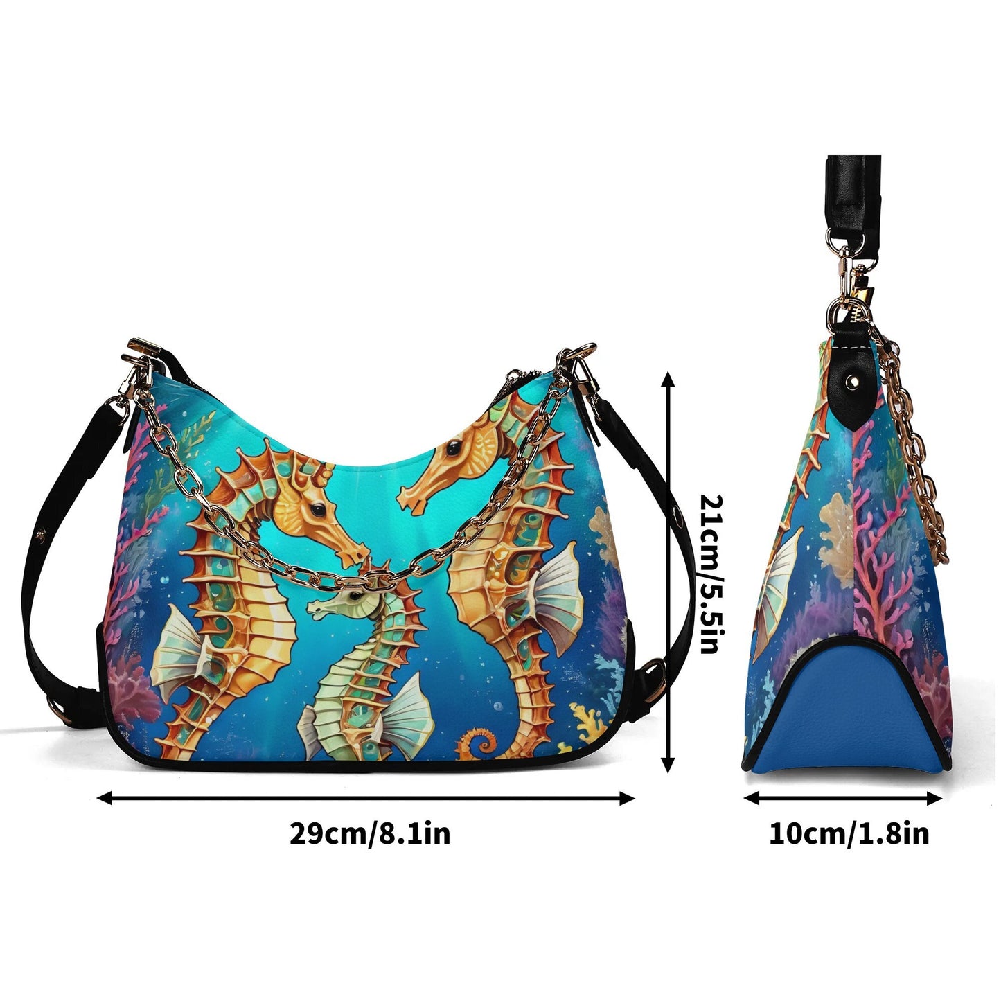 Seahorse seahorses Cross-body Bag With Chain Decoration