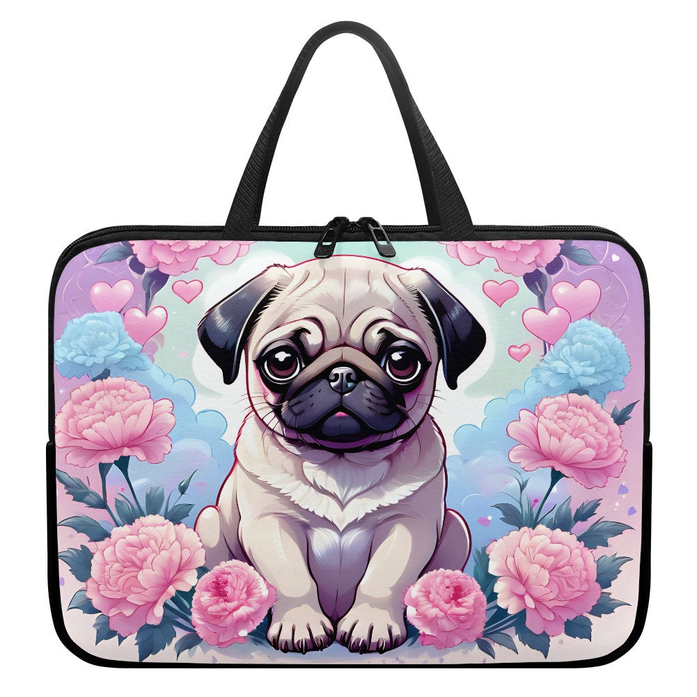 Cute Pug Laptop Sleeve Bag with handles