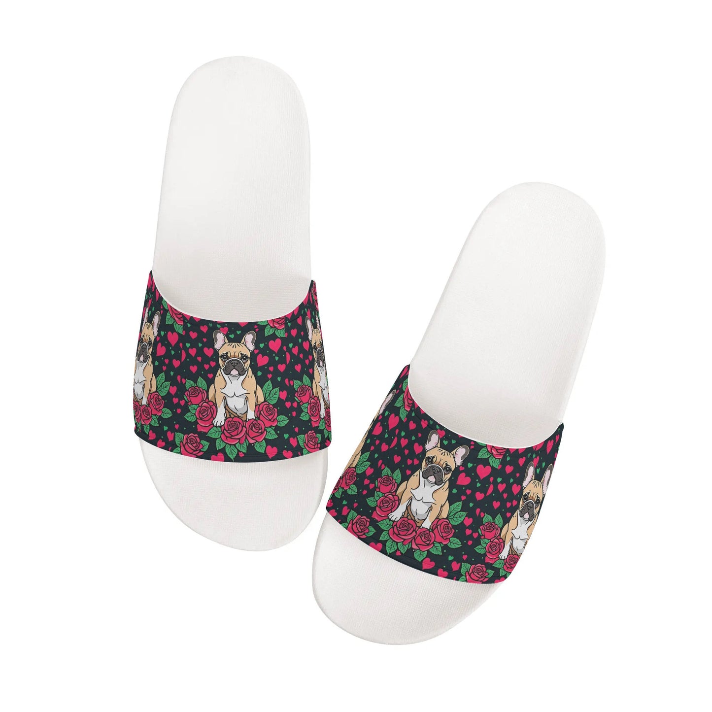 Frenchie Women's Slide Sandals, French Bulldog Flip Flops