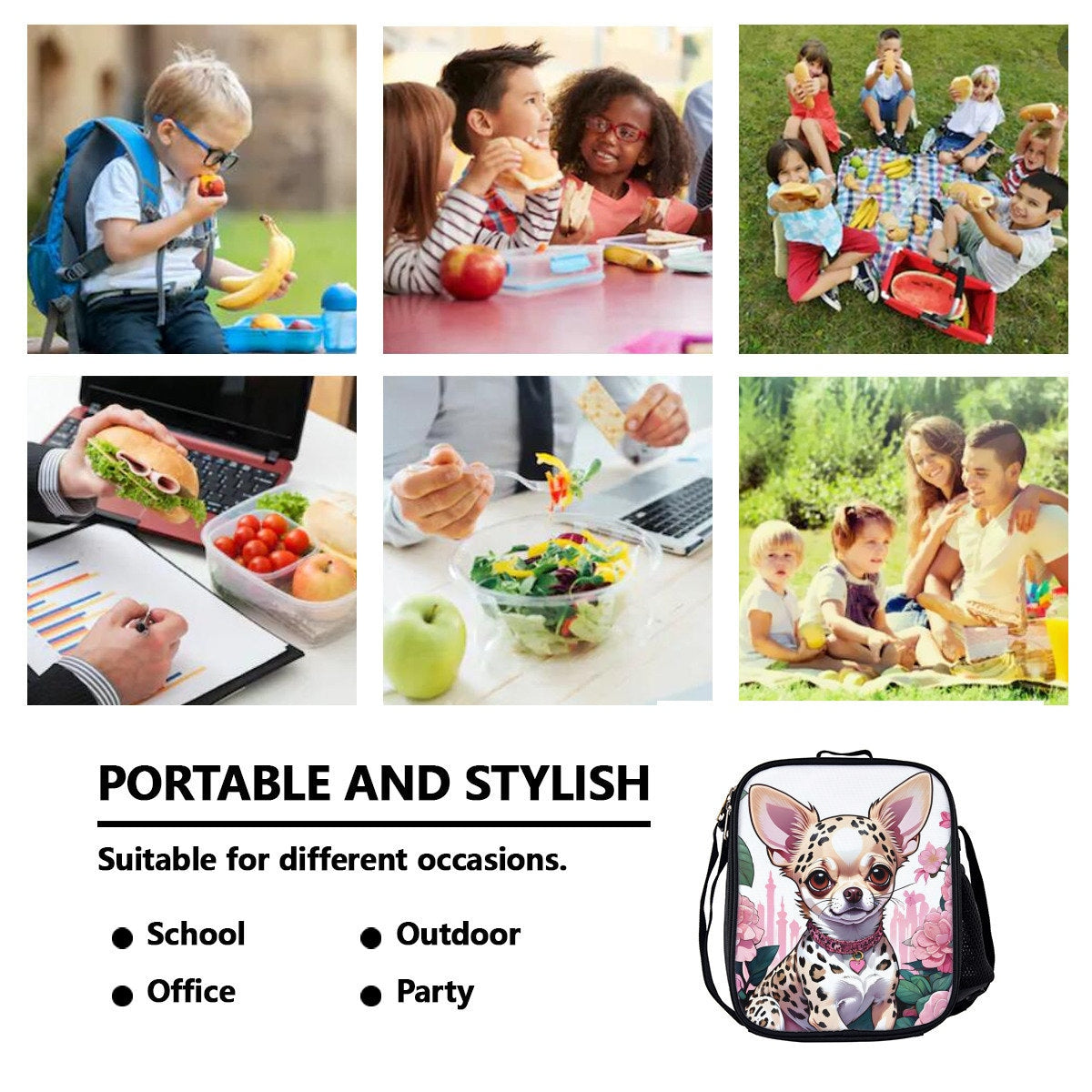 Chihuahua Backpack, chihuahua pencil case, chihuahua lunch bag, school supplies