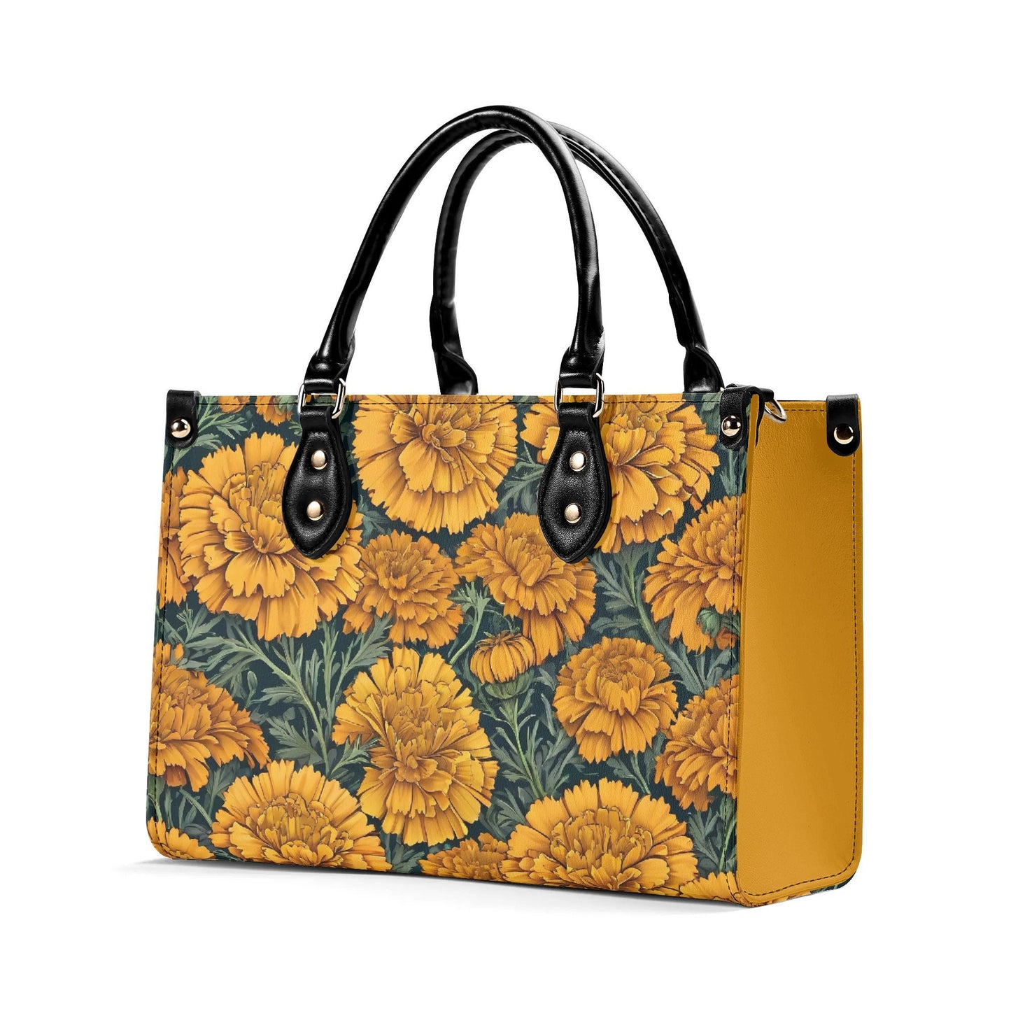 Marigold Women PU Leather Handbag, floral purse, marigold bag