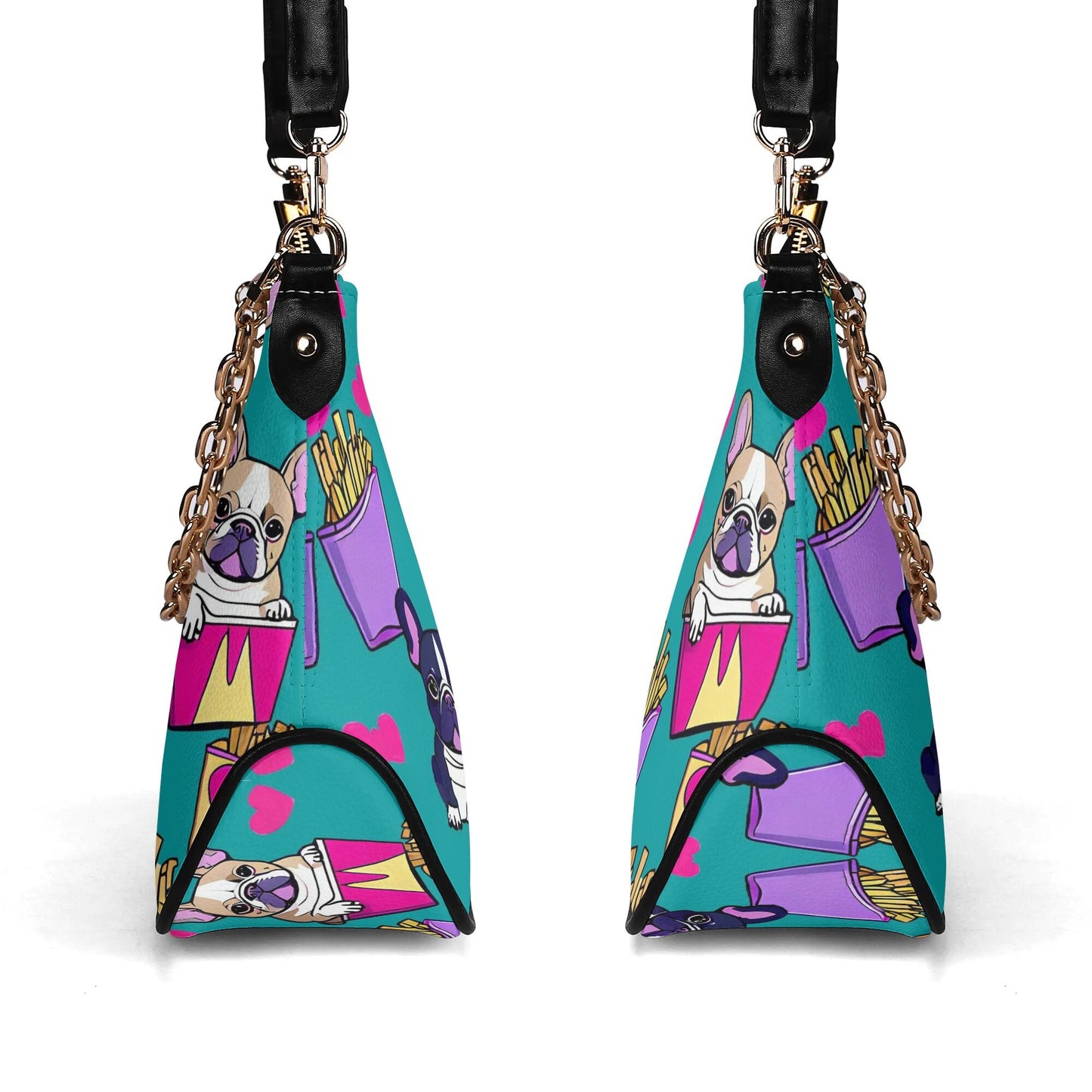 frenchie french bulldog ross-body Bag With Chain Decoration