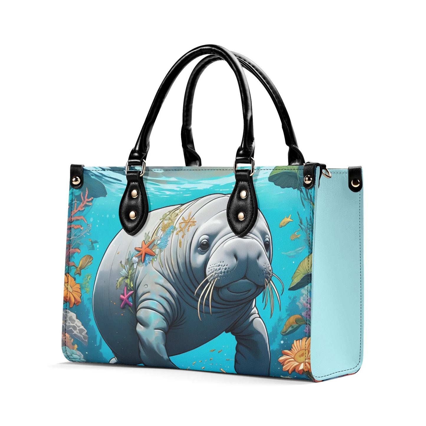 Manatee Women PU Leather Handbag Manatee lover gift