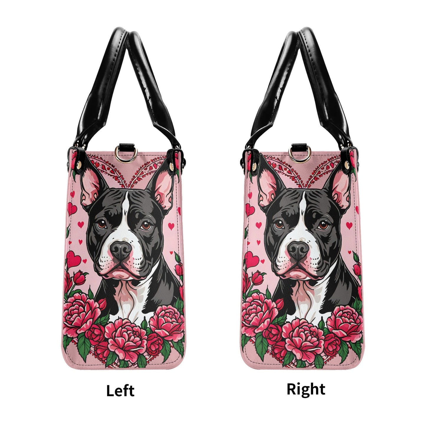 Pitbull Heart Pink Women PU Leather Handbag