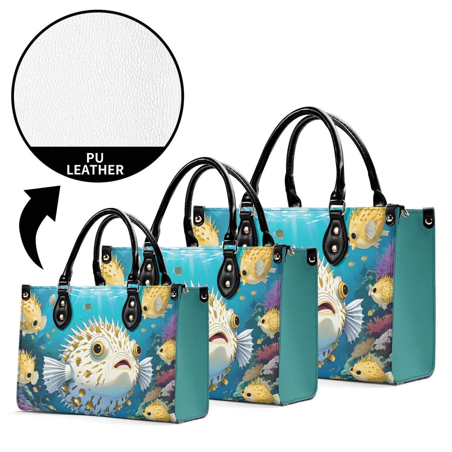 Puffer Fish Women PU Leather Handbag