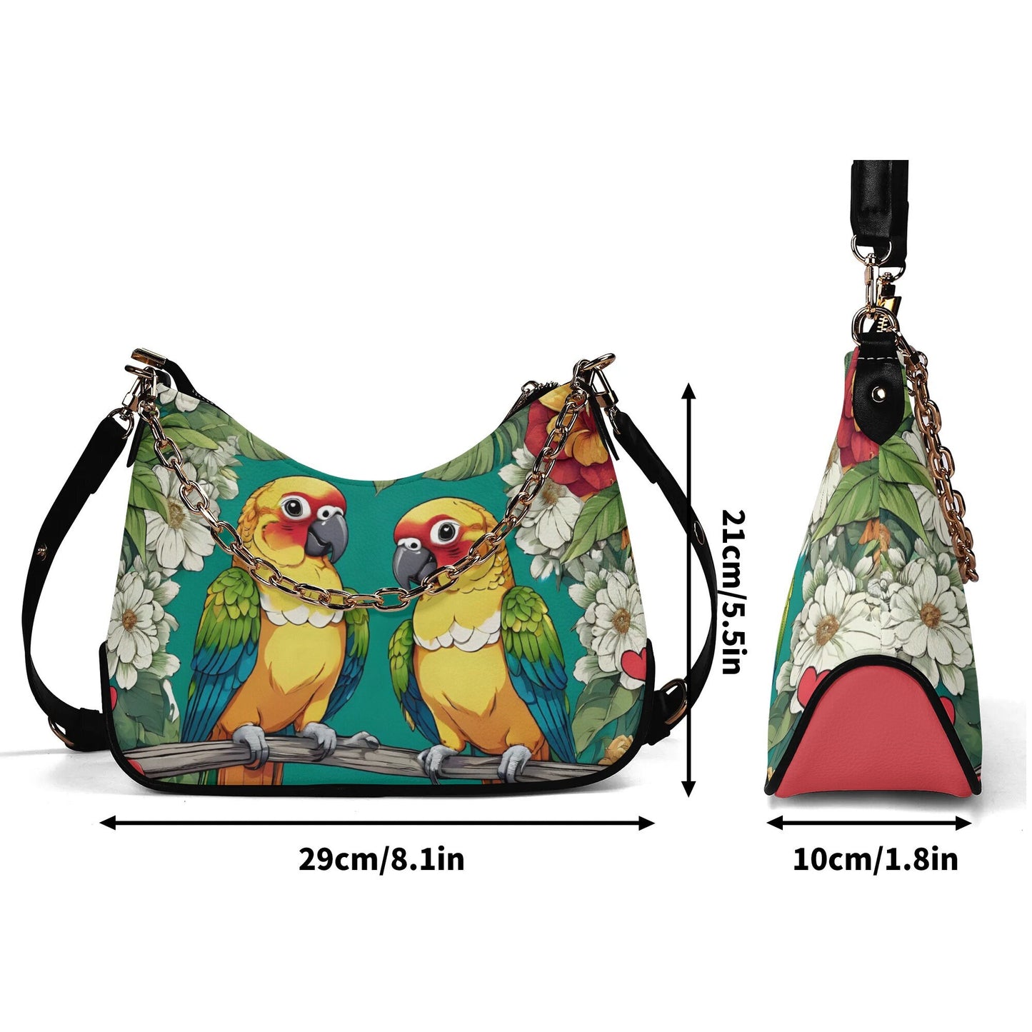 Sun Conure Parrot Cross-body Bag With Chain Decoration