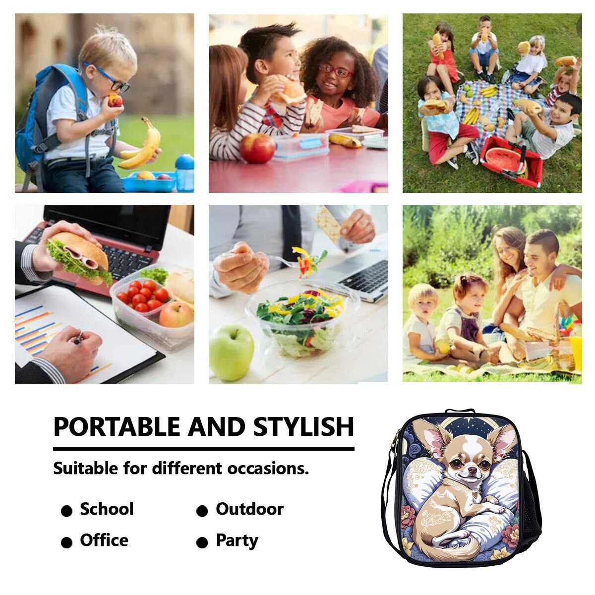 Chihuahua backpack, Chihuahua pencil case, Chihuahua lunch bag
