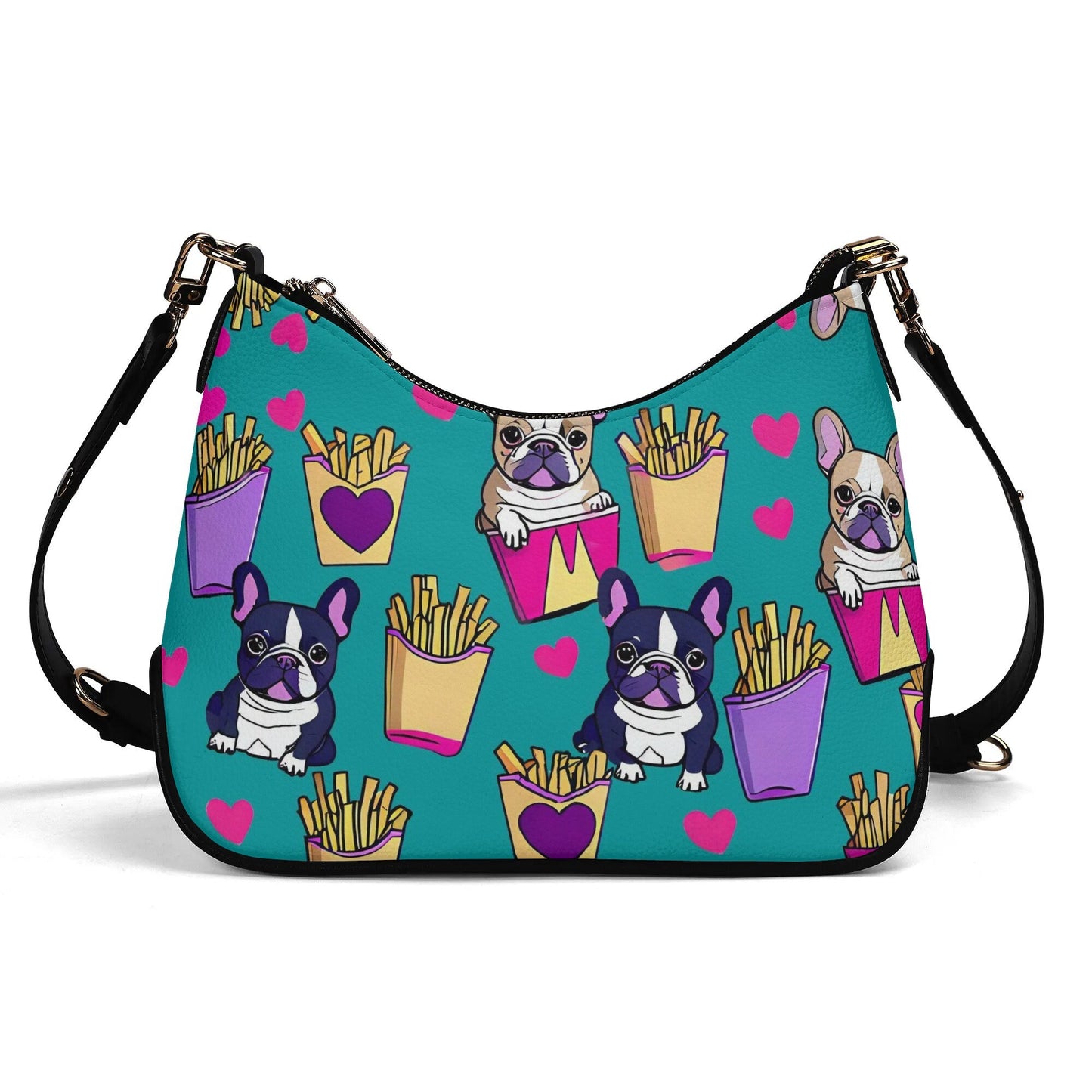 frenchie french bulldog ross-body Bag With Chain Decoration