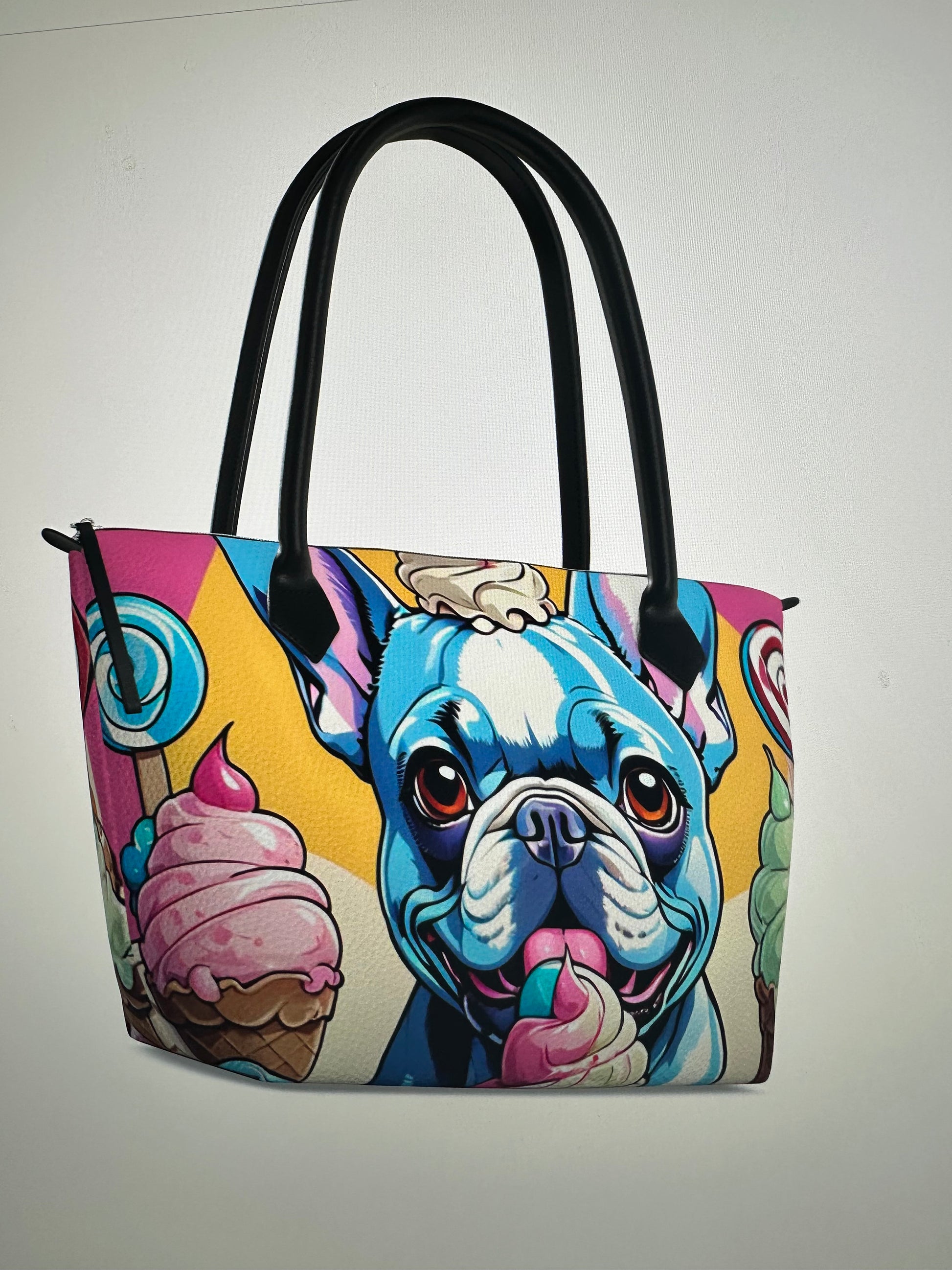 Frenchie tote purse bag nap leather