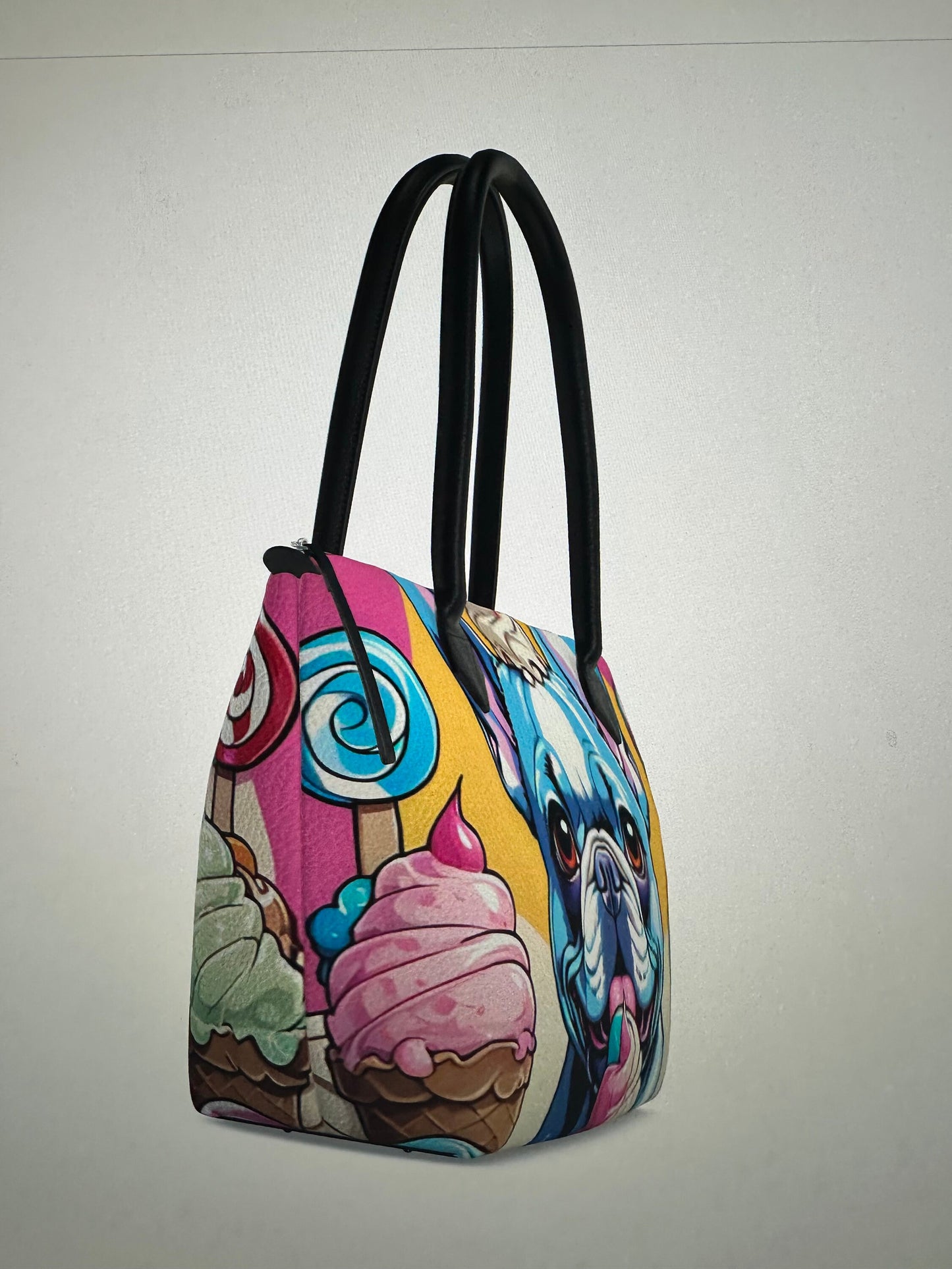 Frenchie tote purse bag nap leather