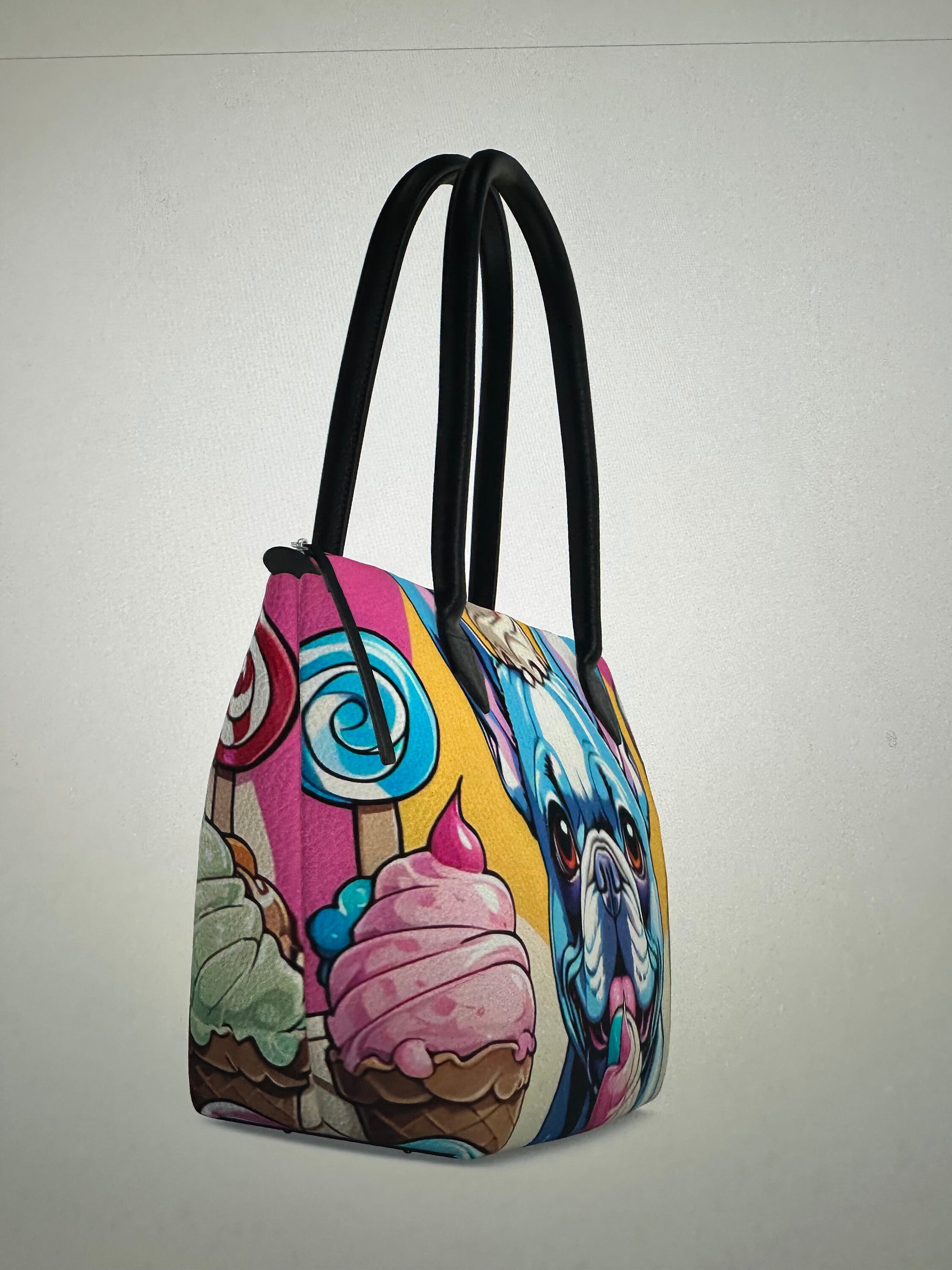 Frenchie tote purse bag nap leather