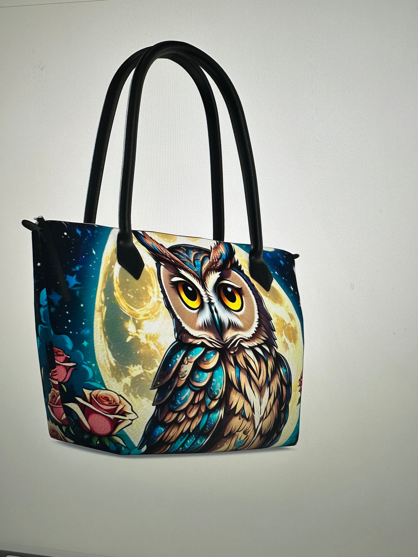 Owl tote purse bag Napa leather