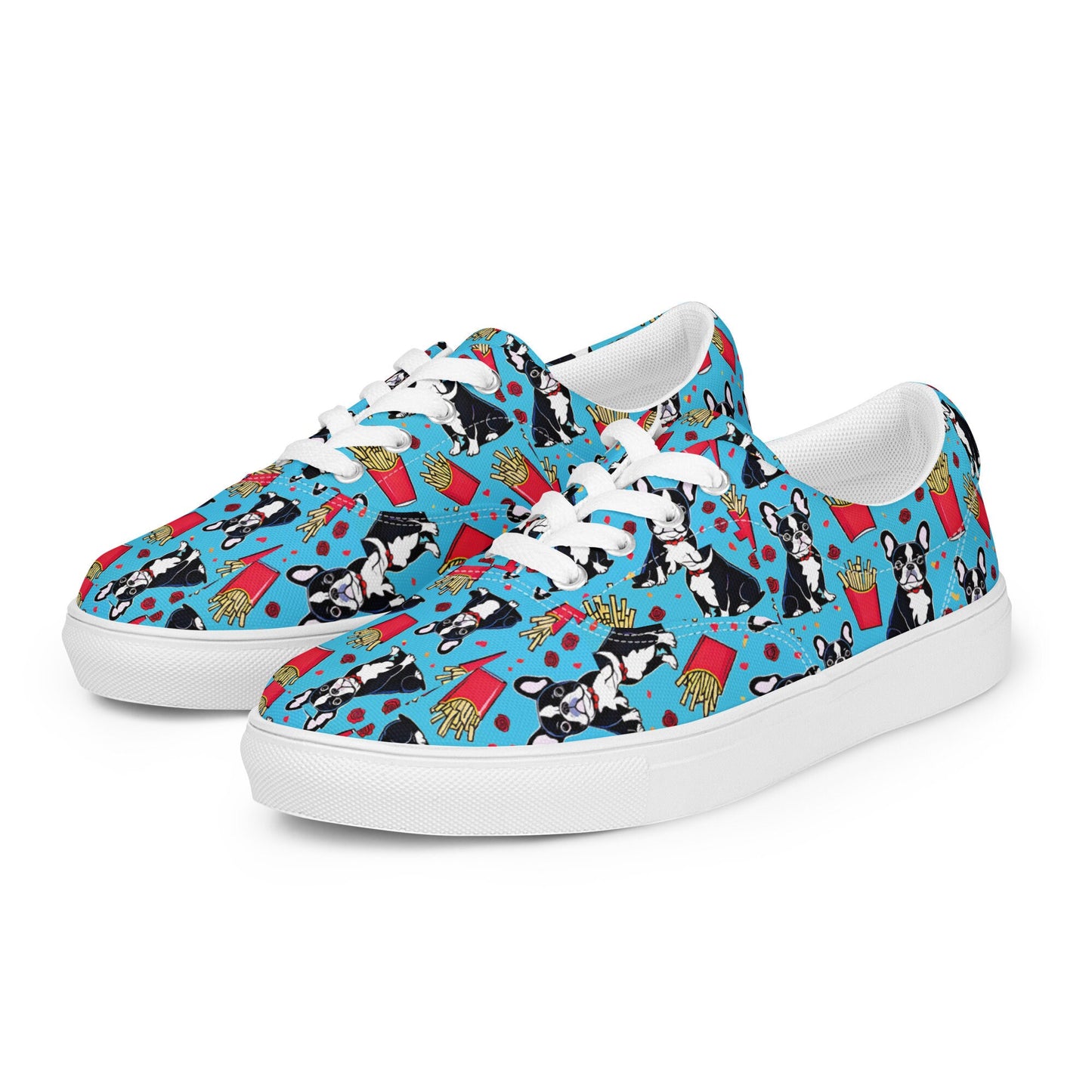 Frenchie French Bulldog Women’s lace-up canvas shoes