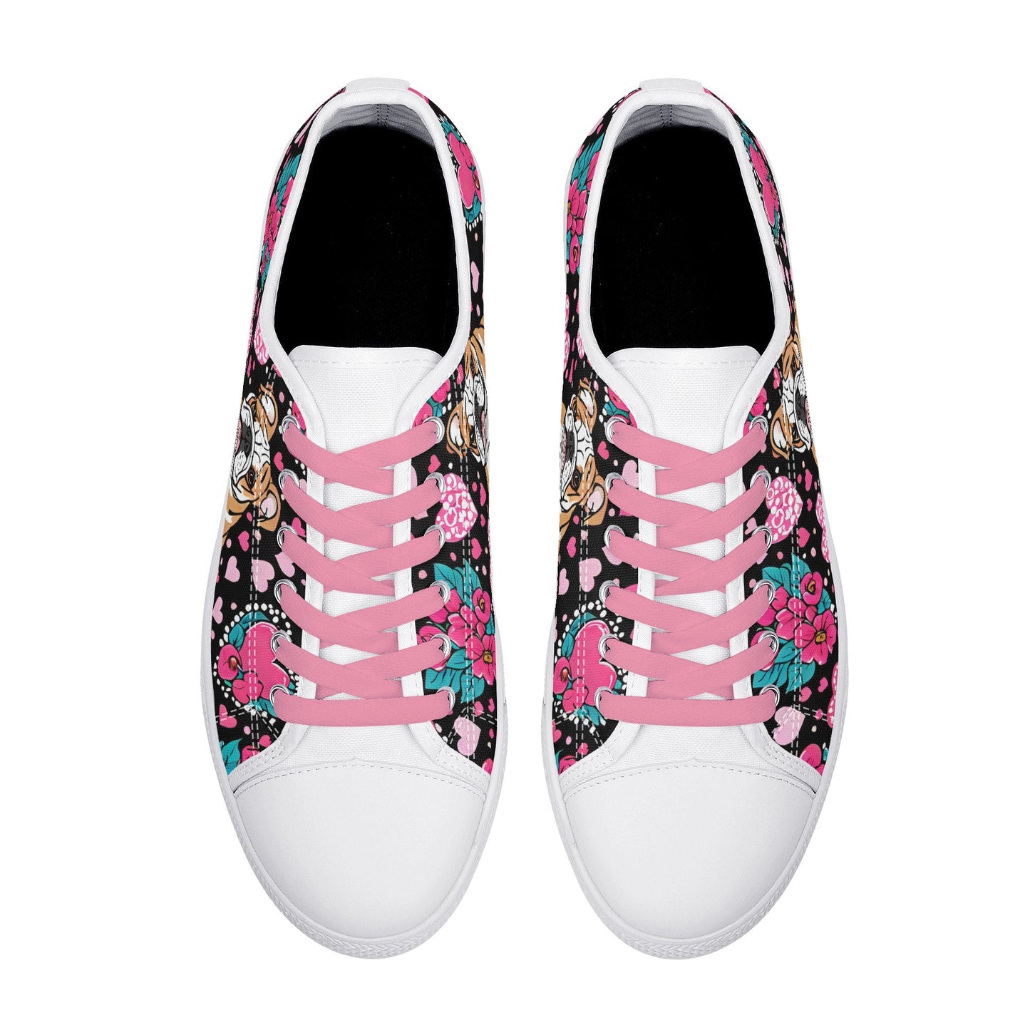 English Bulldog Women's Low Top Canvas Shoes