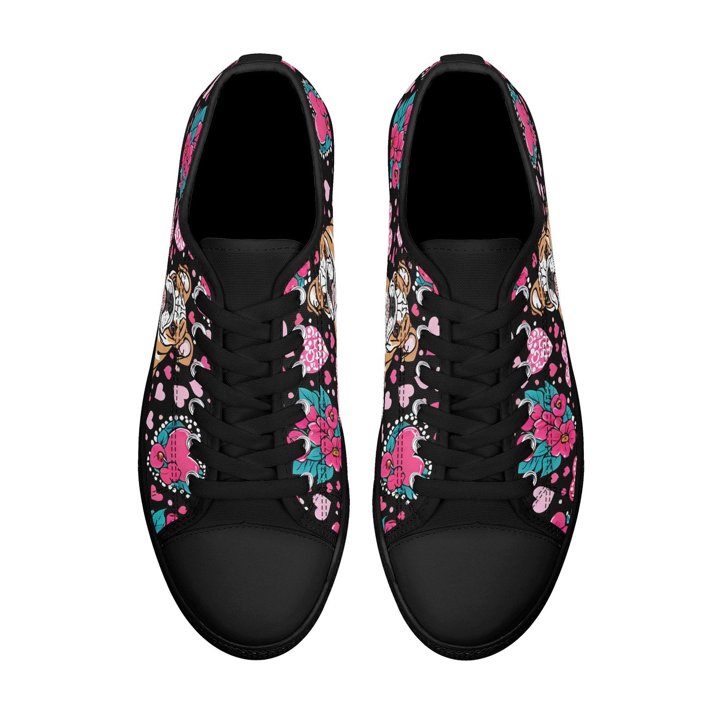 English Bulldog Women's Low Top Canvas Shoes