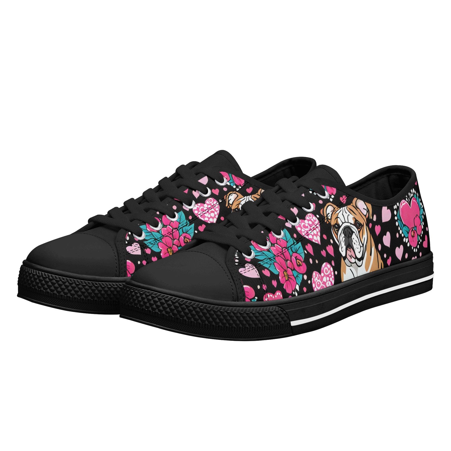 English Bulldog Women's Low Top Canvas Shoes