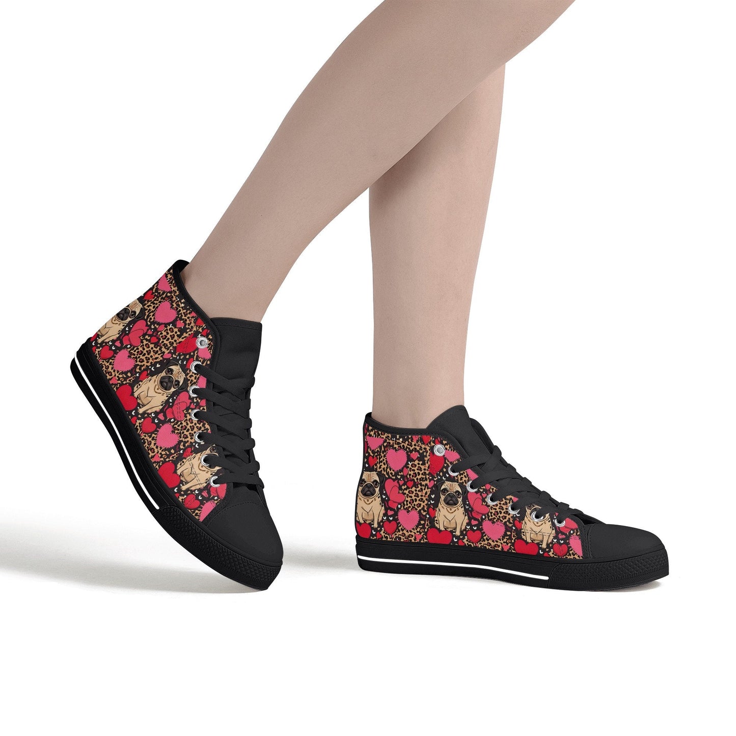 Pug Women's Lightweight High Top Canvas Shoes