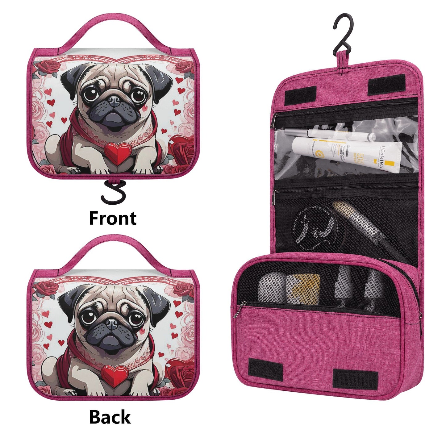 Pug Toiletry Cosmetic Travel Bag