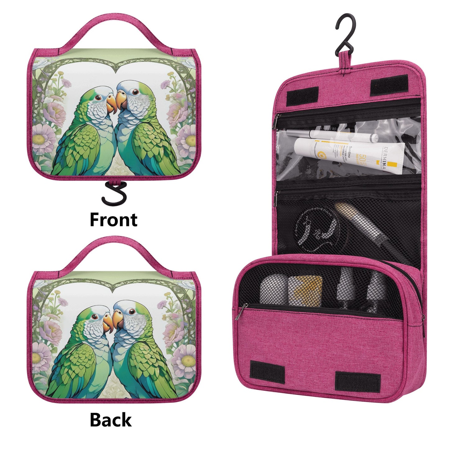 Quaker Parrot Toiletry Cosmetic Travel Bag