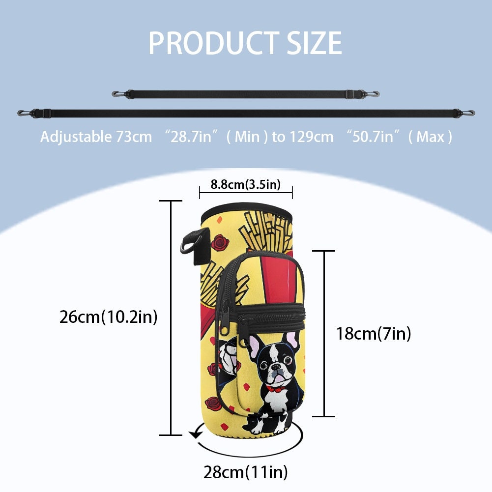 Frenchie Water Bottle Cover Holder | Cute and Practical Accessory for French Bulldog Lovers"