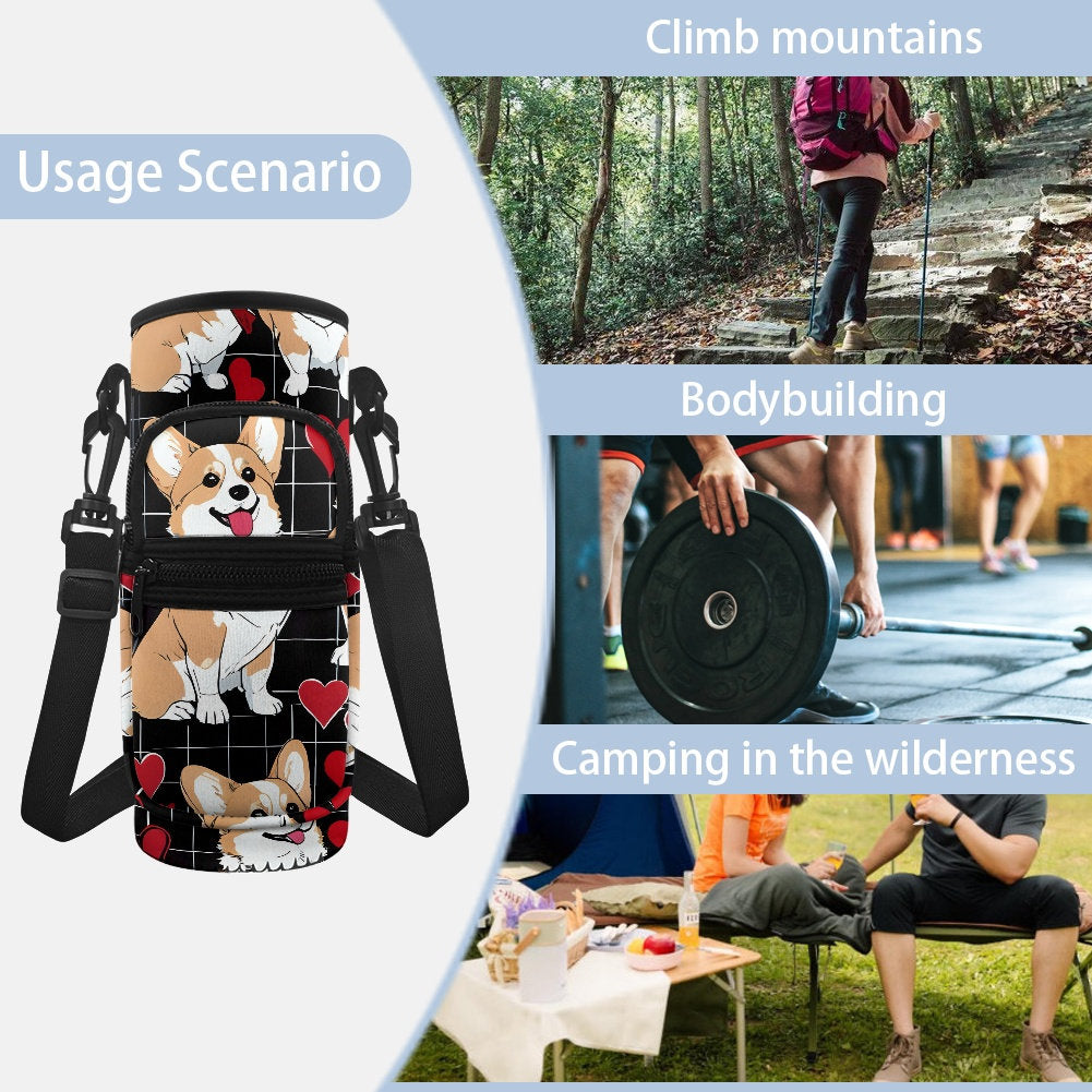 Corgi Printed Water Bottle Cozy, Water bottle holder, water bottle sleeve, water bottle carrier, water bottle cover, corgi gift, corgi lover