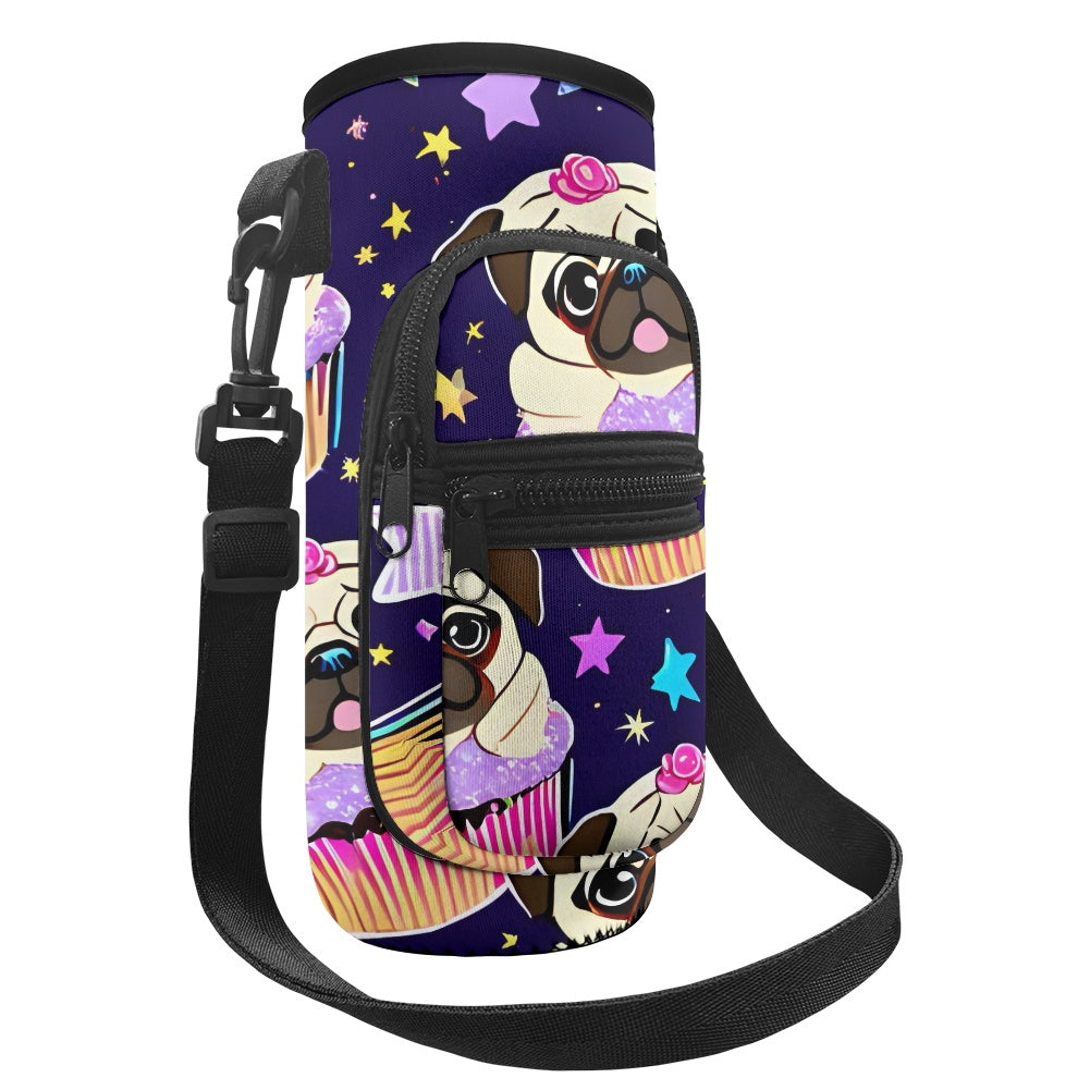 Pug Cupcake Water Bottle Cover Cute and Convenient Carrier for Your On-the-Go Drinks BriBeesCreations