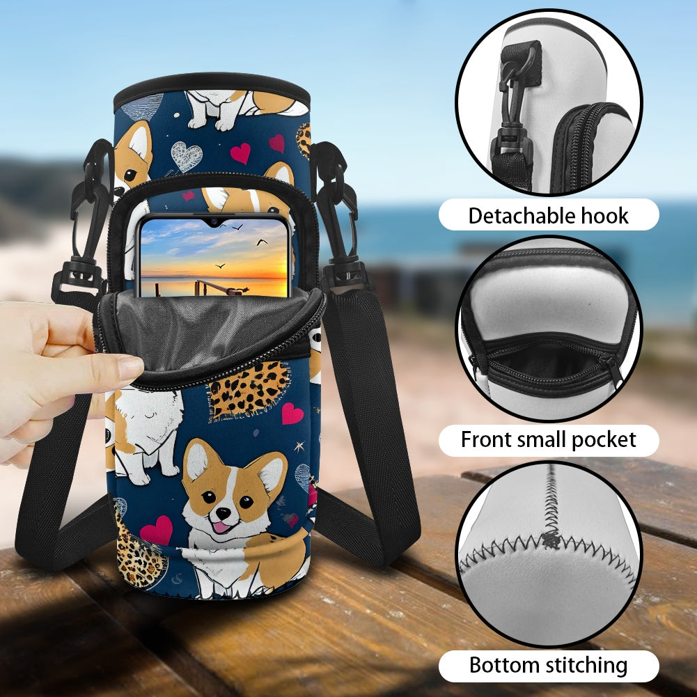 Stylish Corgi Water Bottle Sleeve Carrier - Keep Your Drink Cool and Adorable on the Go BriBeesCreations