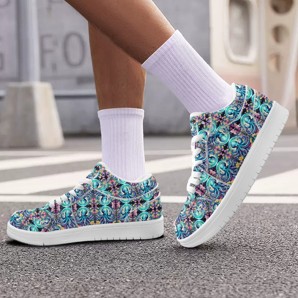 Octopus Sea-life Fashion Low Top Leather Sneakers BriBeesCreations