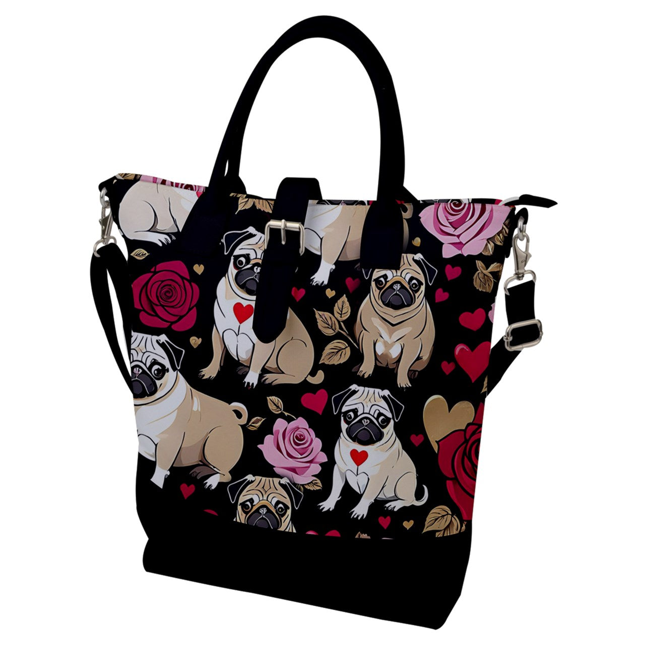 pugs Buckle Top Tote Bag BriBeesCreations