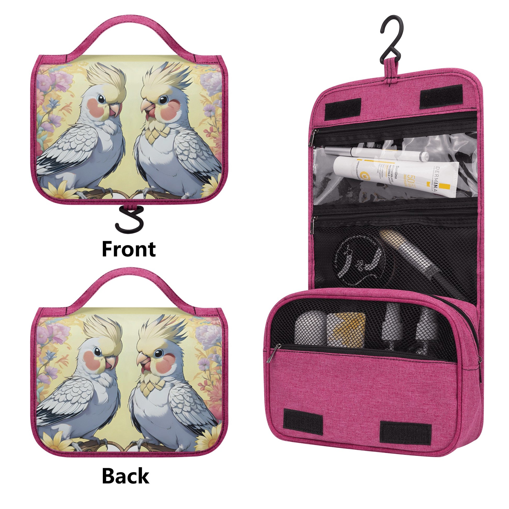 Cockatiel Toiletry Cosmetic Travel Bag popcustoms