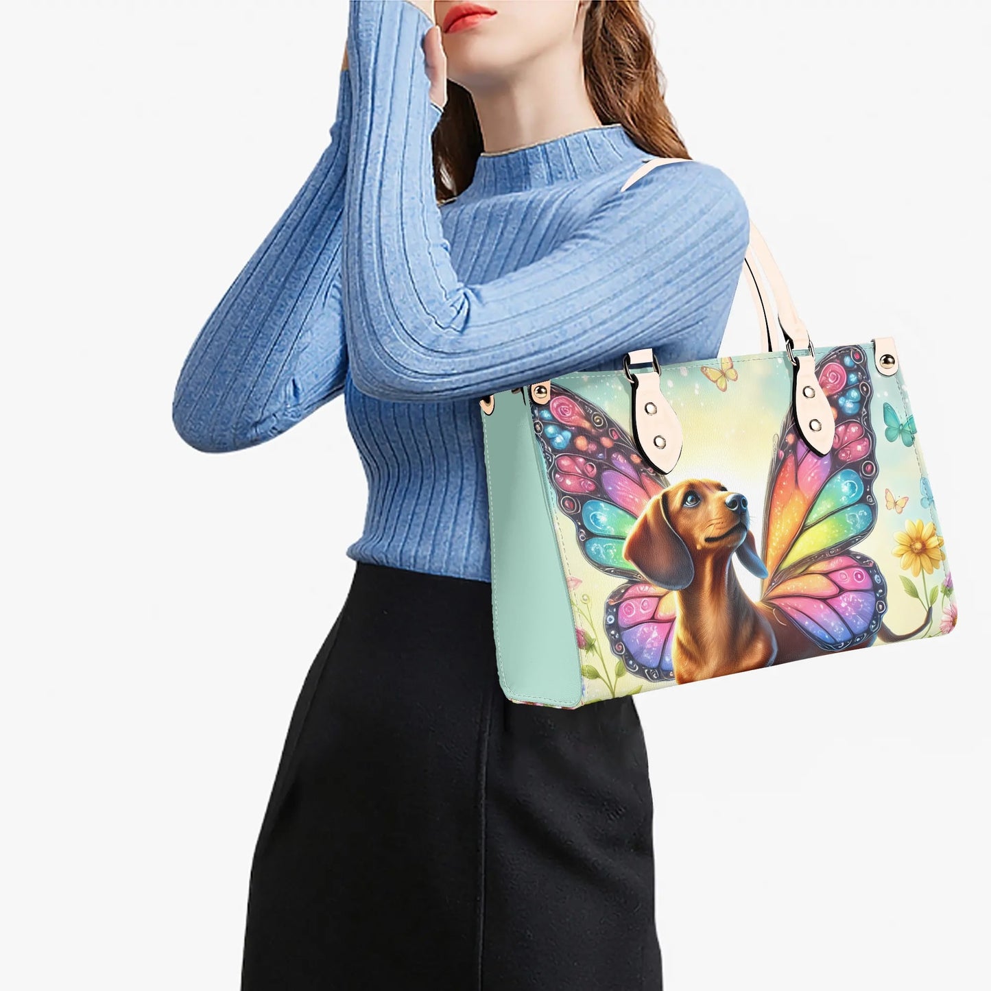 Doxie Butterfly PU Leather Handbag