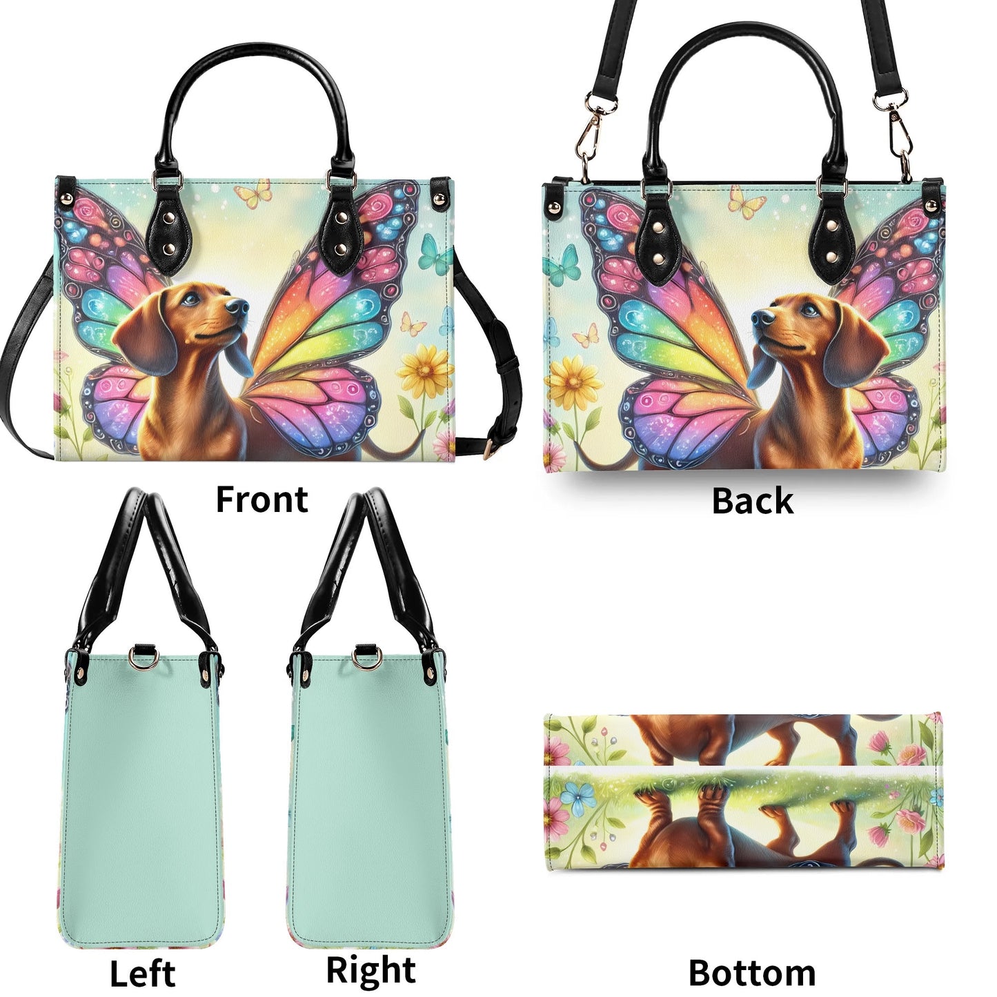 Doxie Butterfly PU Leather Handbag