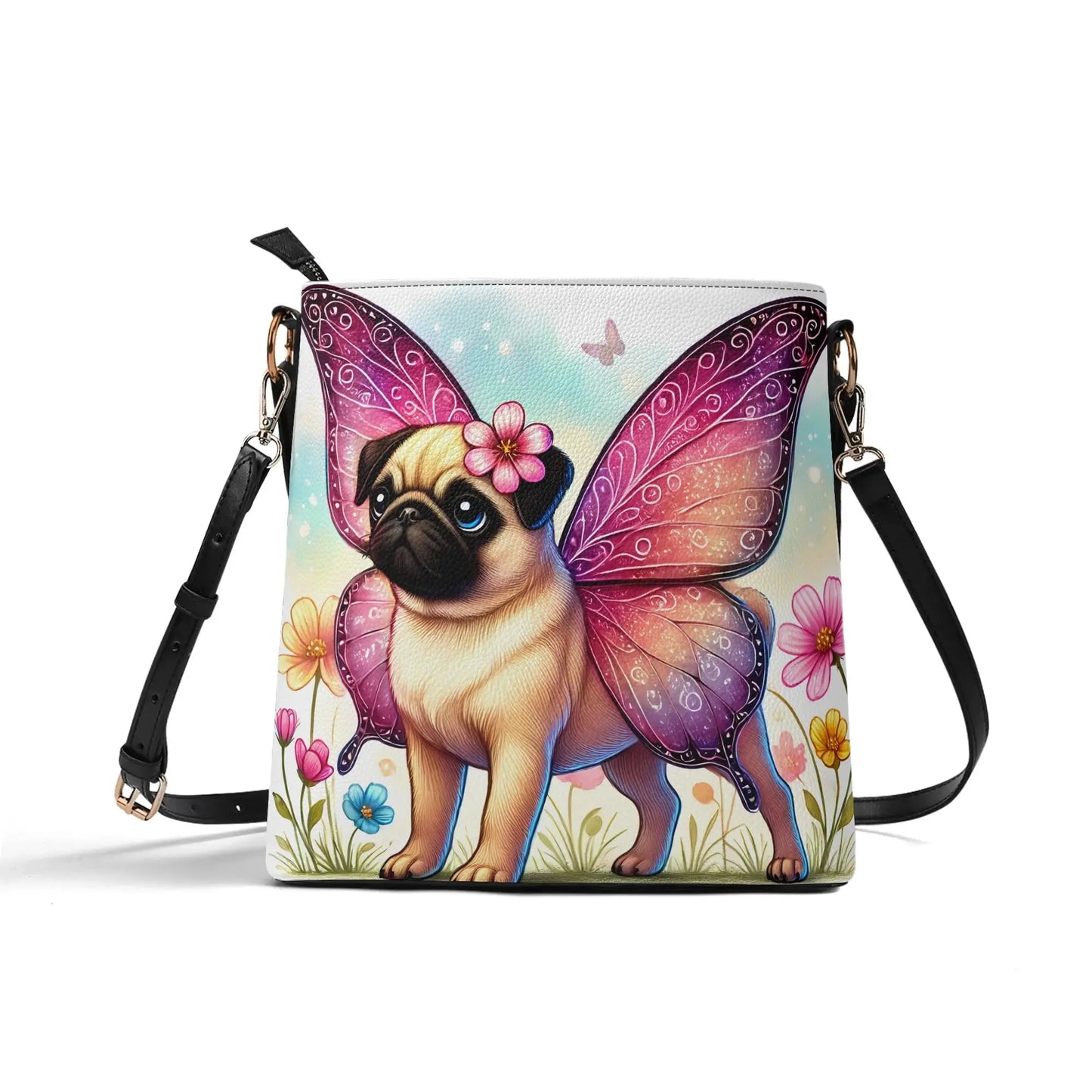 Pug Butterfly Bucket Bag Shoulder Bag