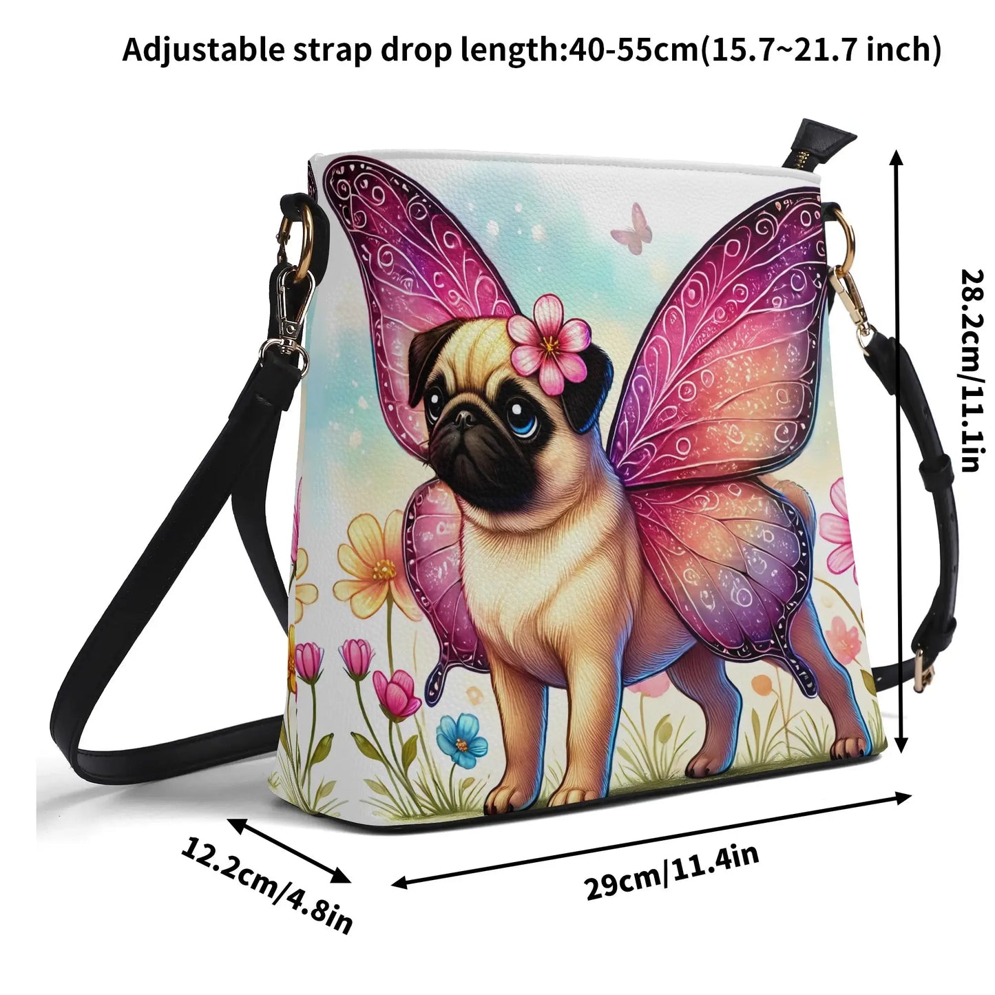 Pug Butterfly Bucket Bag Shoulder Bag