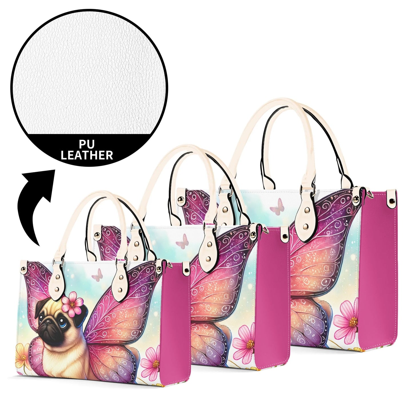 Pug Butterfly Handbag