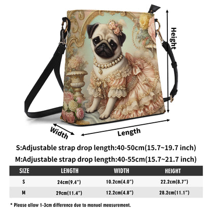 Pug Victorian Womens PU Bucket Bag Shoulder Bag