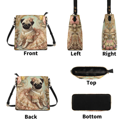 Pug Victorian Womens PU Bucket Bag Shoulder Bag