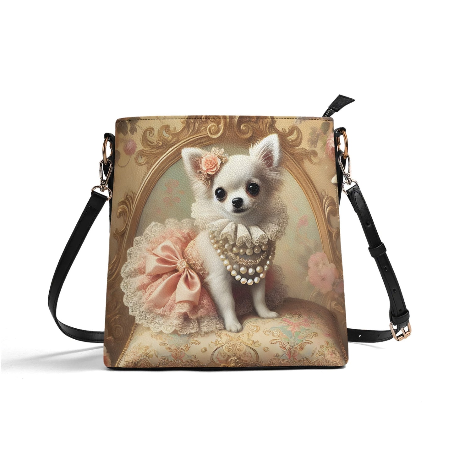 Chihuahua Victorian Womens PU Bucket Bag Shoulder Bag