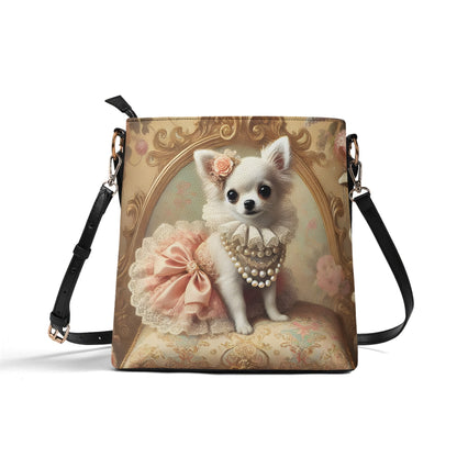 Chihuahua Victorian Womens PU Bucket Bag Shoulder Bag