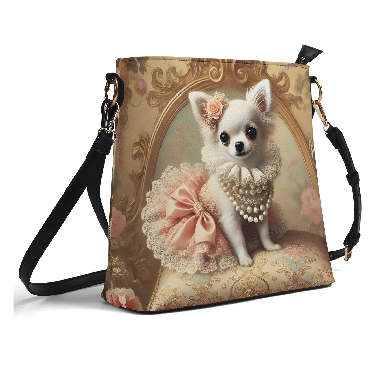 Chihuahua Victorian Womens PU Bucket Bag Shoulder Bag