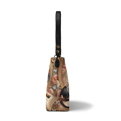 Dachshund Victorian Womens PU Bucket Bag Shoulder Bag