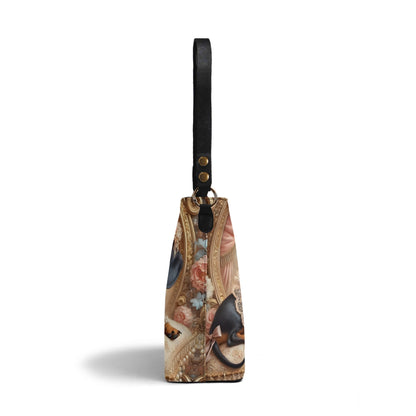 Dachshund Victorian Womens PU Bucket Bag Shoulder Bag