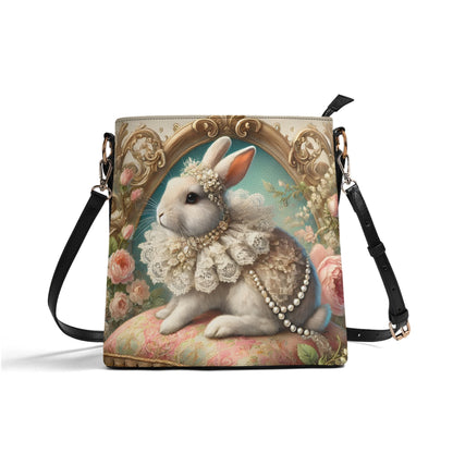 Rabbit Bunny Victorian Womens PU Bucket Bag Shoulder Bag