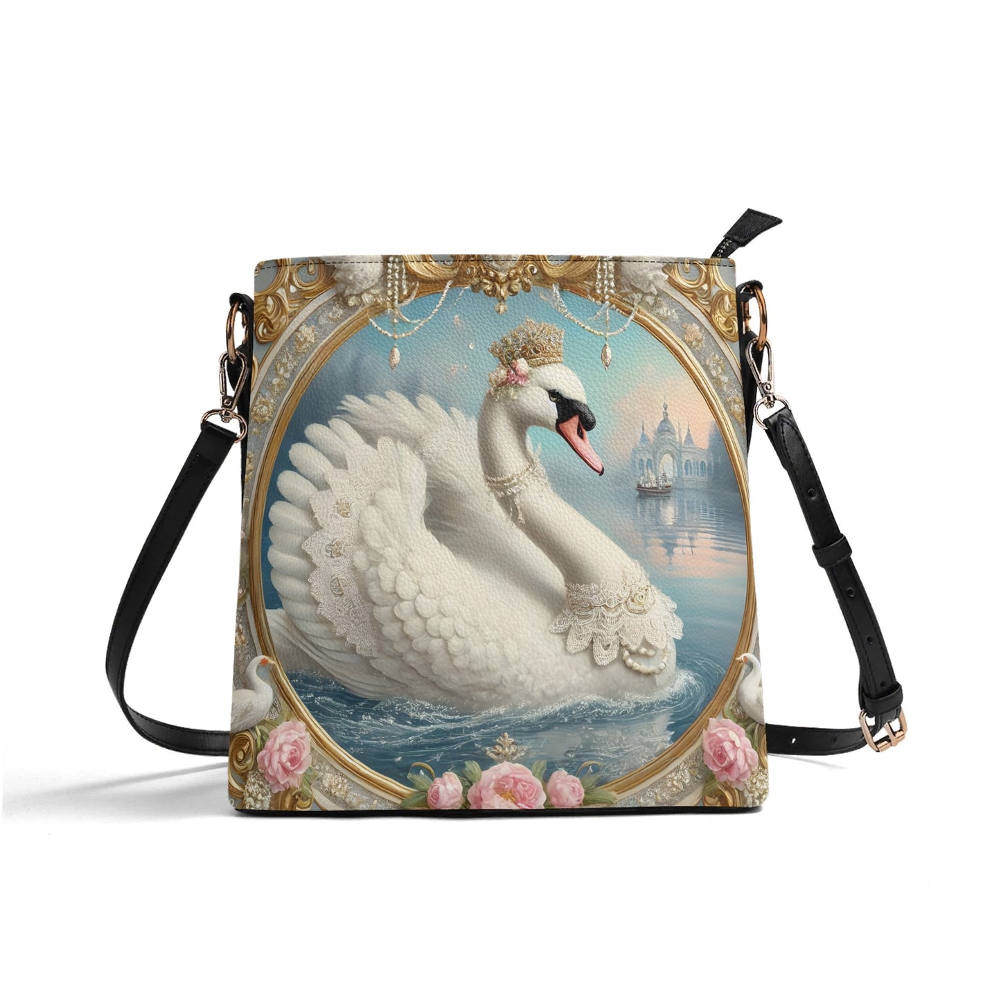 Swan Victorian Womens PU Bucket Bag Shoulder Bag