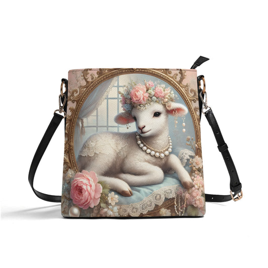 Lamb Sheep Victorian Womens PU Bucket Bag Shoulder Bag