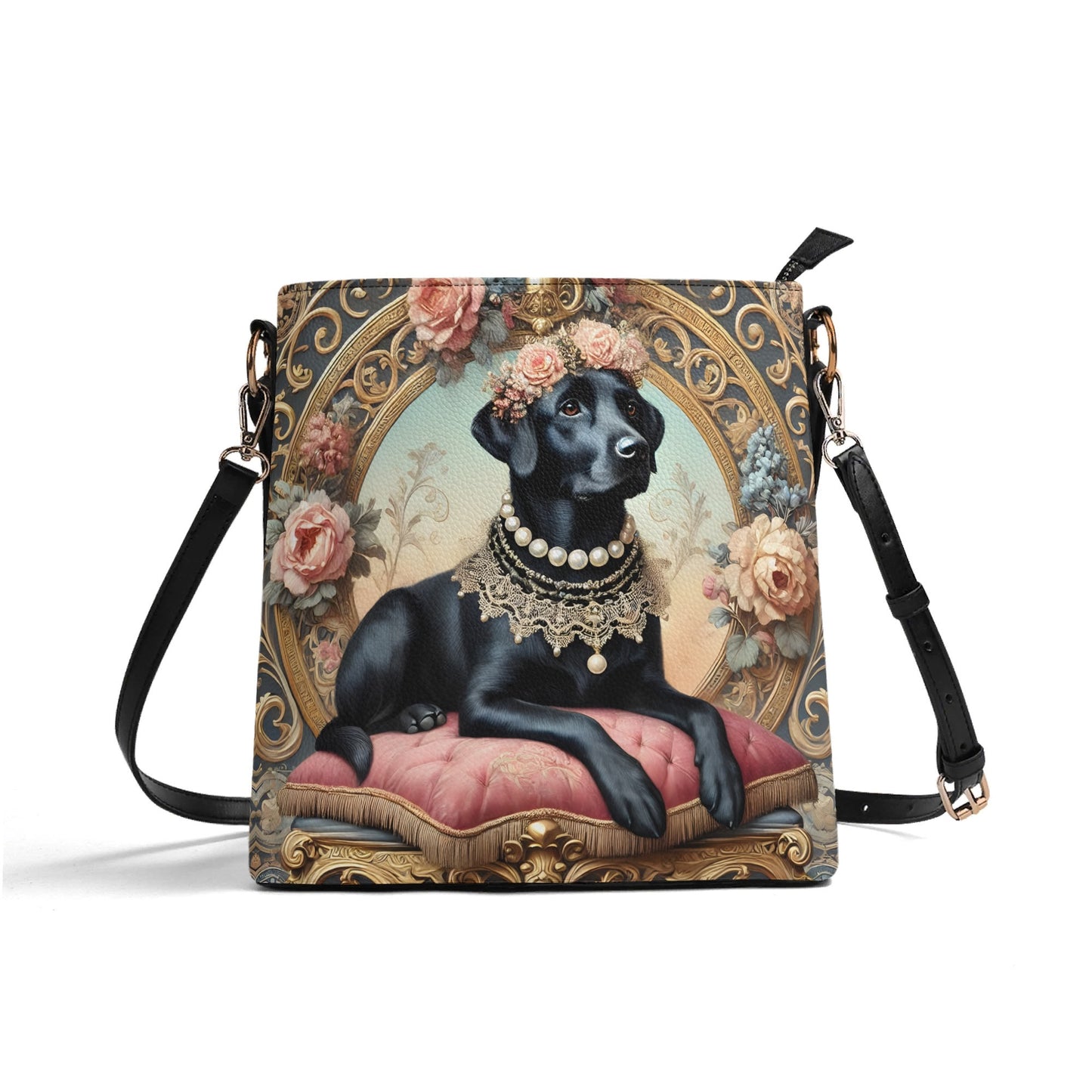 Labrador Victorian Womens PU Bucket Bag Shoulder Bag