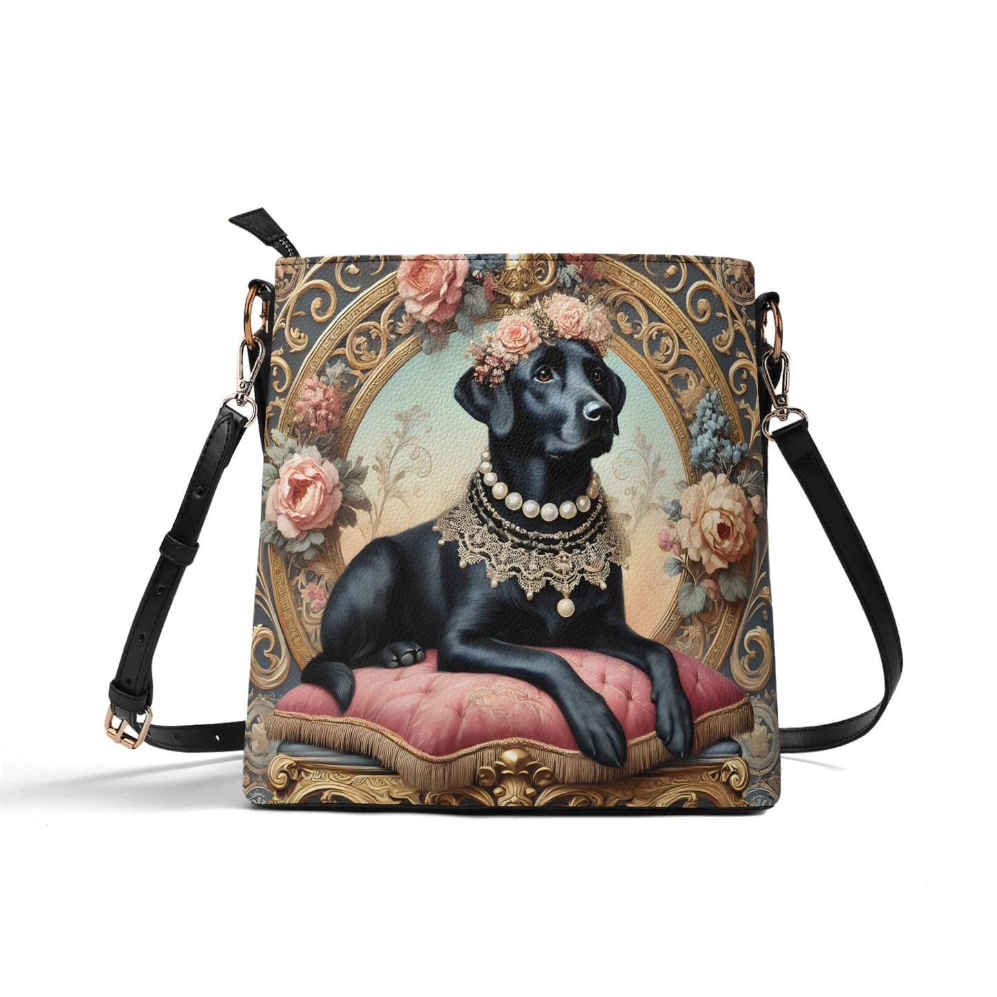 Labrador Victorian Womens PU Bucket Bag Shoulder Bag