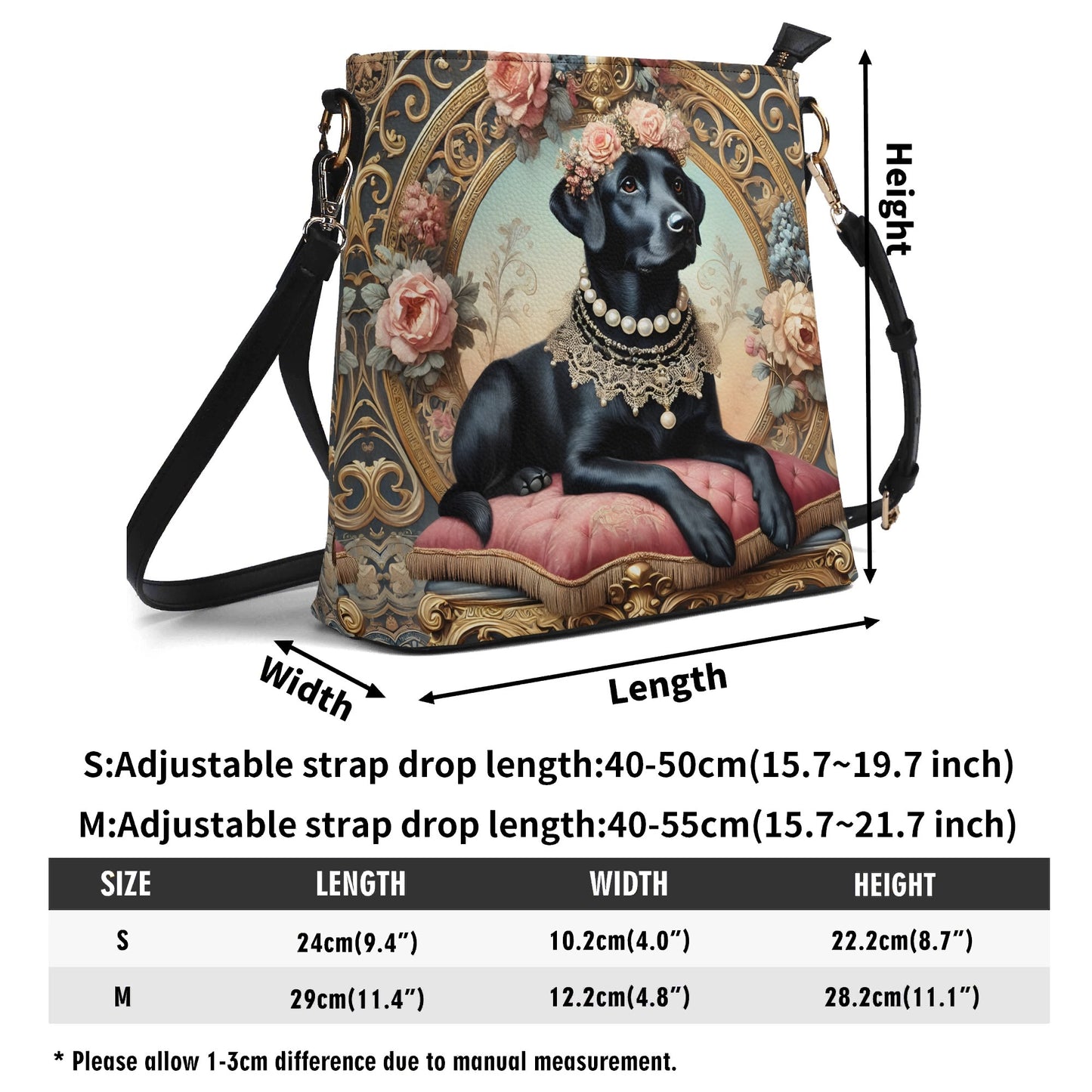 Labrador Victorian Womens PU Bucket Bag Shoulder Bag