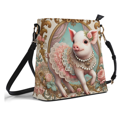 Pig Victorian Womens PU Bucket Bag Shoulder Bag